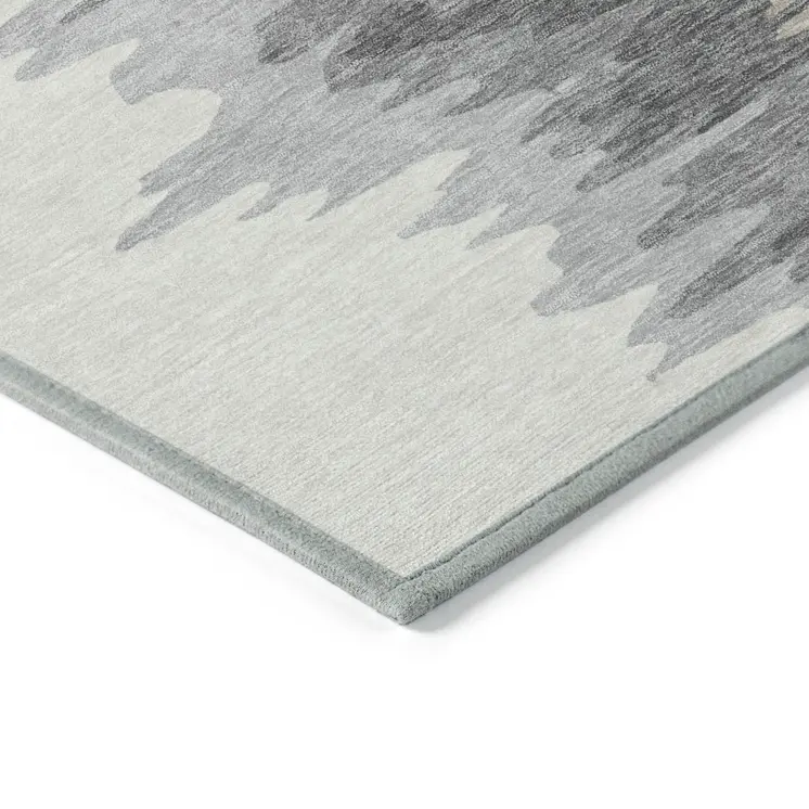 3' X 5' Black Gray And Ivory Abstract Washable Indoor Outdoor Area Rug