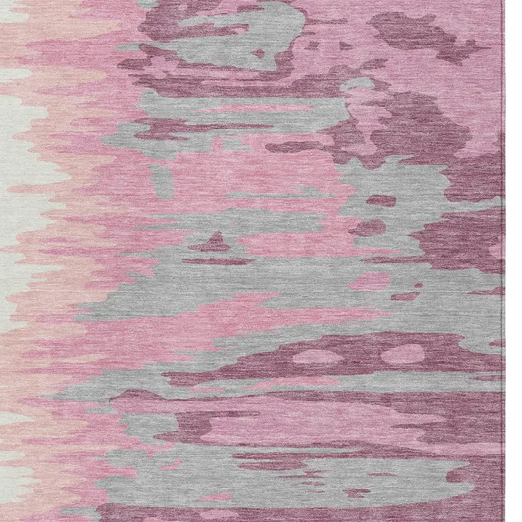 3' X 5' Blush Beige And Gray Abstract Washable Indoor Outdoor Area Rug