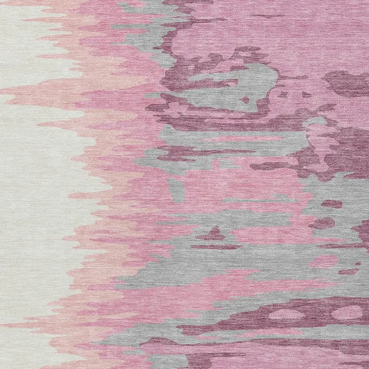 8' X 10' Blush Beige And Gray Abstract Washable Indoor Outdoor Area Rug