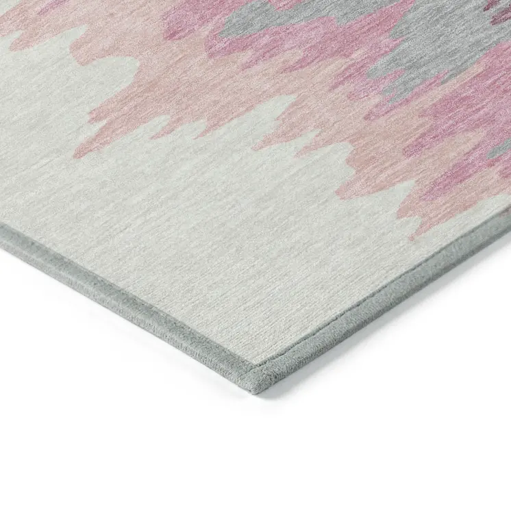 9' X 12' Blush Beige And Gray Abstract Washable Indoor Outdoor Area Rug
