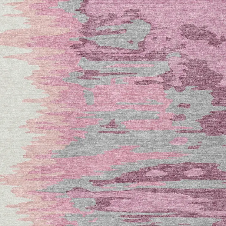 9' X 12' Blush Beige And Gray Abstract Washable Indoor Outdoor Area Rug