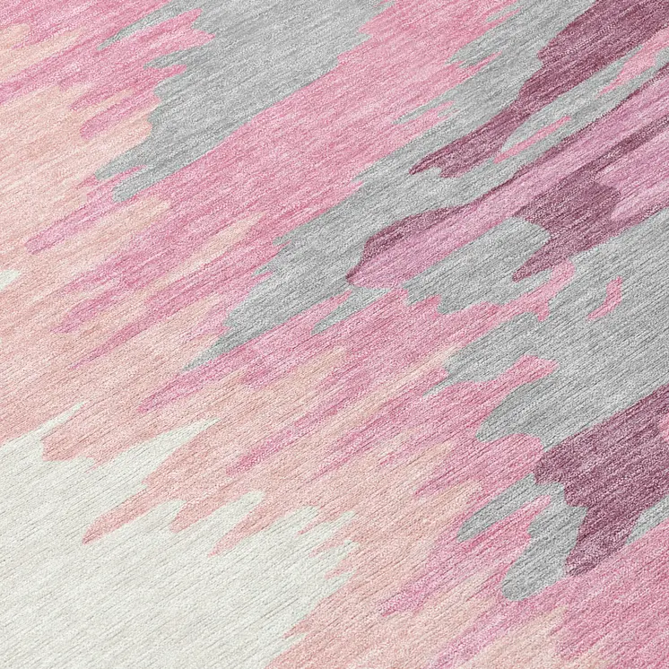 9' X 12' Blush Beige And Gray Abstract Washable Indoor Outdoor Area Rug