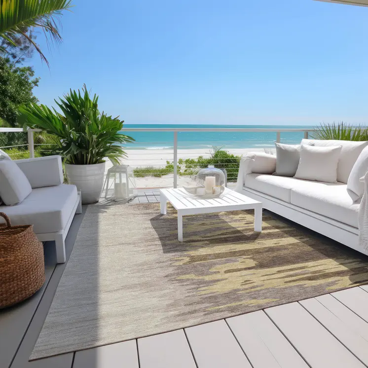 3' X 5' Coffee Beige And Tan Abstract Washable Indoor Outdoor Area Rug