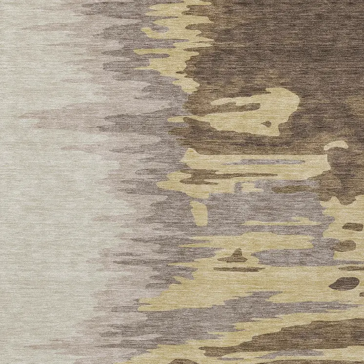 5' X 8' Coffee Beige And Tan Abstract Washable Indoor Outdoor Area Rug