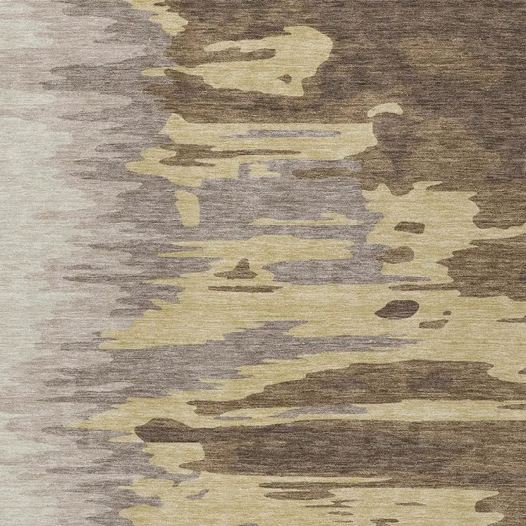 9' X 12' Coffee Beige And Tan Abstract Washable Indoor Outdoor Area Rug