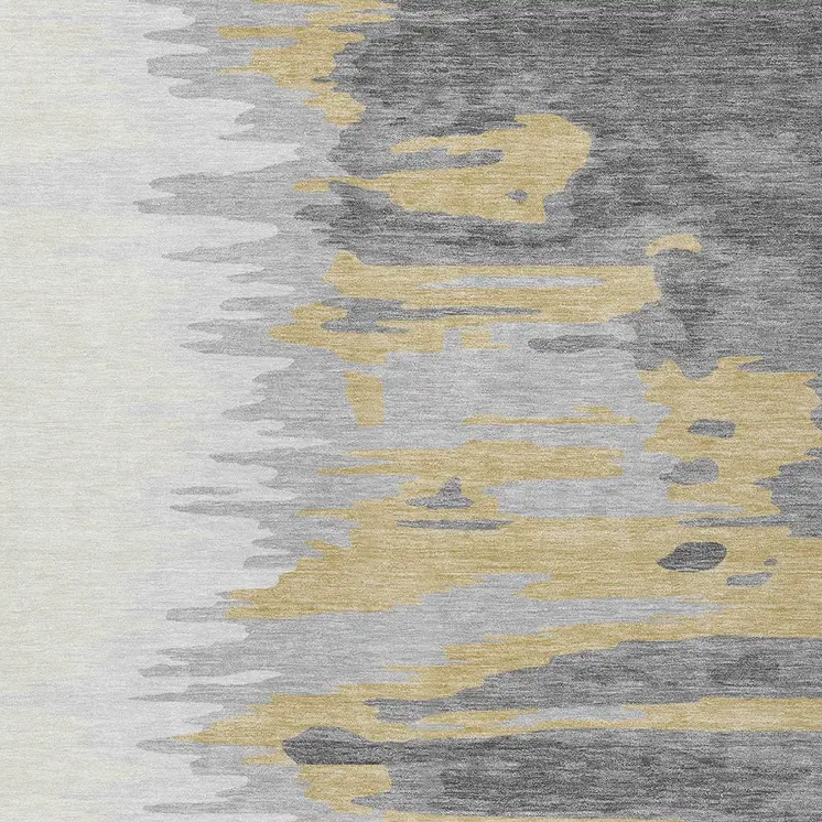 5' X 8' Gray Charcoal And Tan Abstract Washable Indoor Outdoor Area Rug
