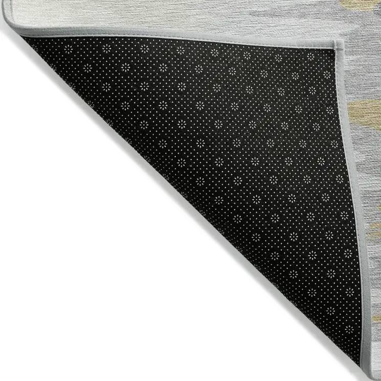 8' X 10' Gray Charcoal And Tan Abstract Washable Indoor Outdoor Area Rug