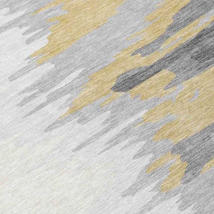 8' X 10' Gray Charcoal And Tan Abstract Washable Indoor Outdoor Area Rug