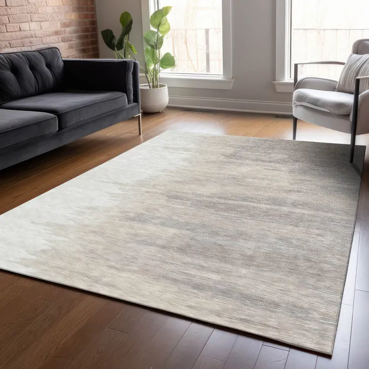 8' X 10' Ivory And Brown Abstract Washable Indoor Outdoor Area Rug