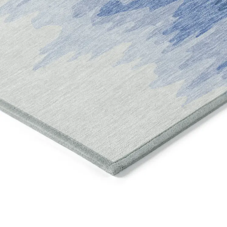 9' X 12' Navy Blue And Ivory Abstract Washable Indoor Outdoor Area Rug