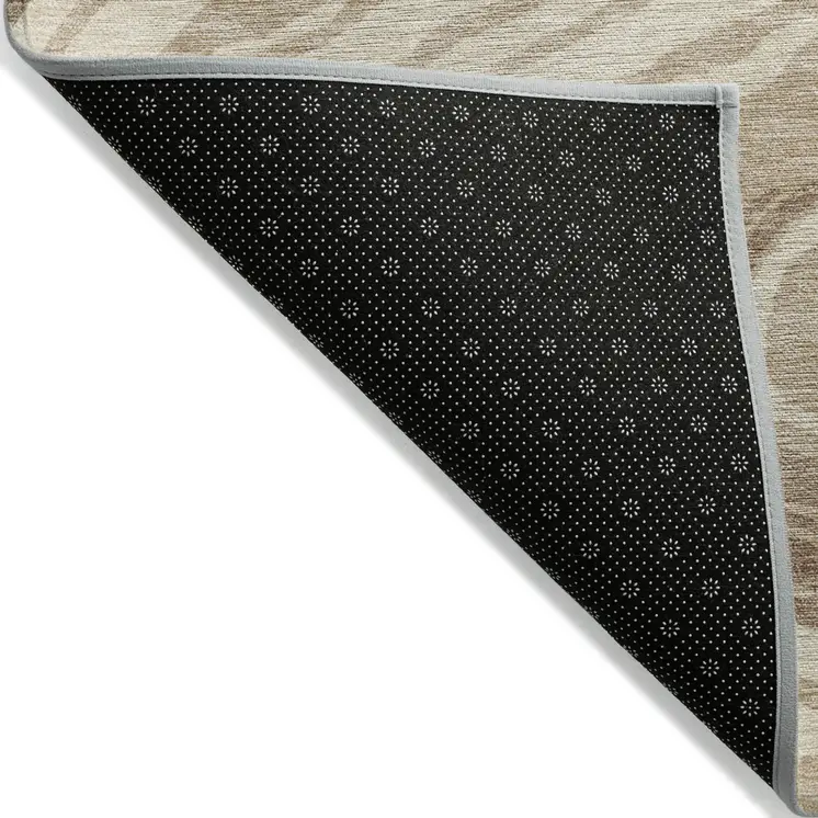 5' X 8' Beige Green And Brown Abstract Washable Indoor Outdoor Area Rug