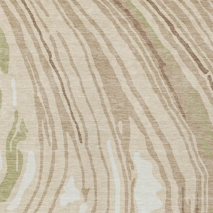 8' X 10' Beige Green And Brown Abstract Washable Indoor Outdoor Area Rug