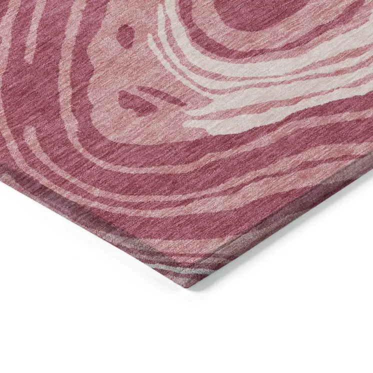 3' X 5' Blush Ivory And Gray Abstract Washable Indoor Outdoor Area Rug