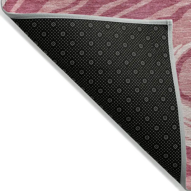 8' Blush Ivory And Gray Round Abstract Washable Indoor Outdoor Area Rug