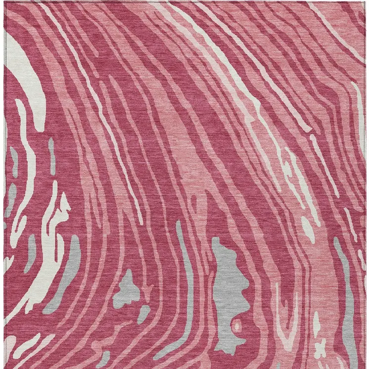 8' X 10' Blush Ivory And Gray Abstract Washable Indoor Outdoor Area Rug