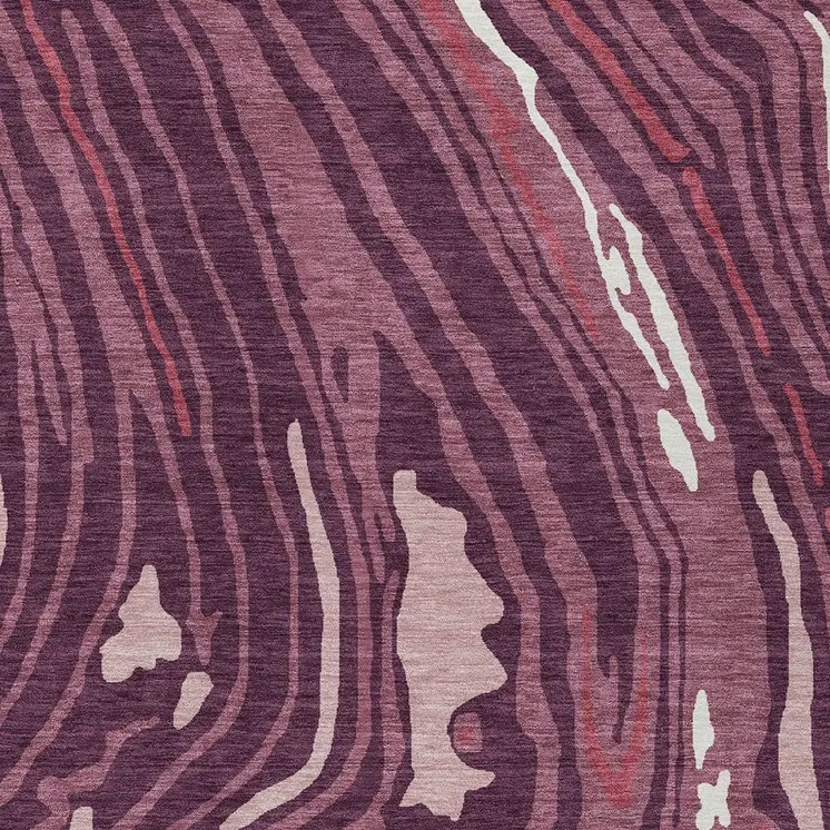 5' X 8' Burgundy Brick Red And Ivory Abstract Washable Indoor Outdoor Area Rug