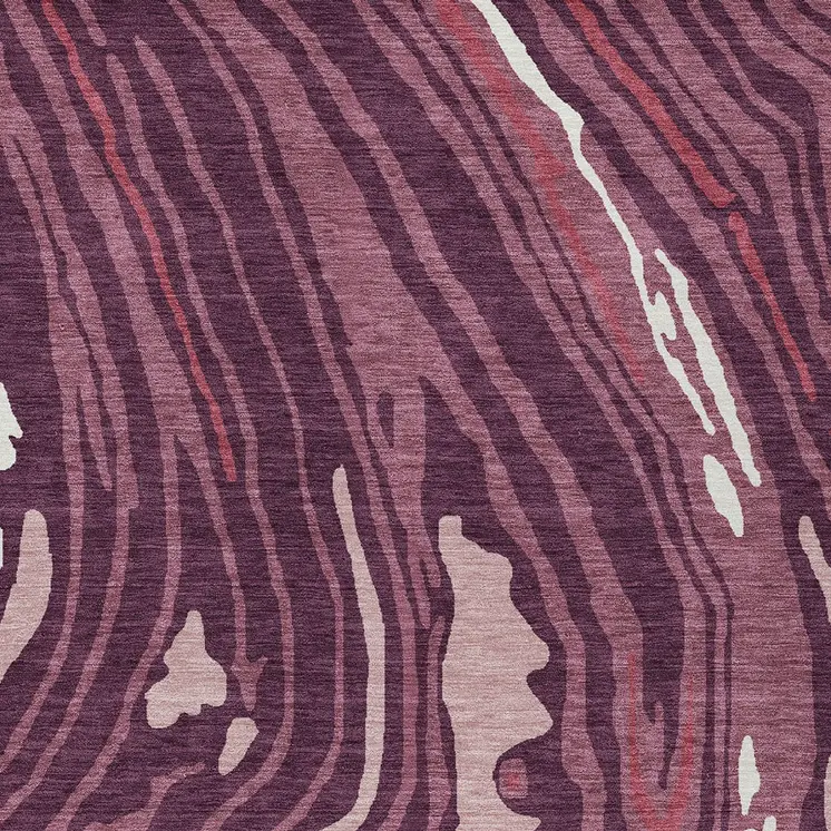 9' X 12' Burgundy Brick Red And Ivory Abstract Washable Indoor Outdoor Area Rug