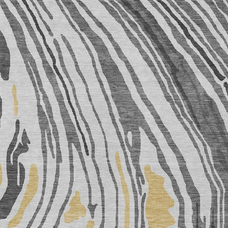 3' X 5' Gray Charcoal And Tan Abstract Washable Indoor Outdoor Area Rug