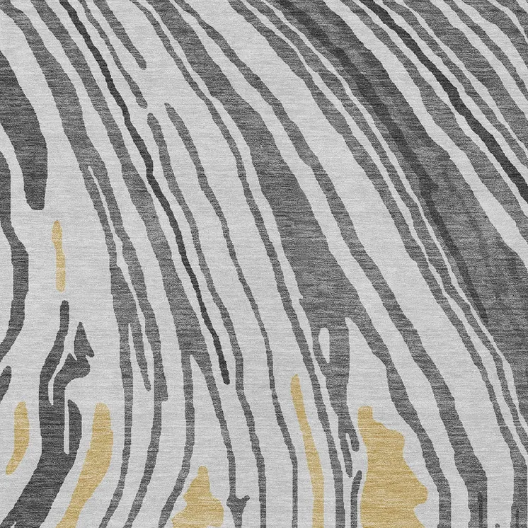 5' X 8' Gray Charcoal And Tan Abstract Washable Indoor Outdoor Area Rug