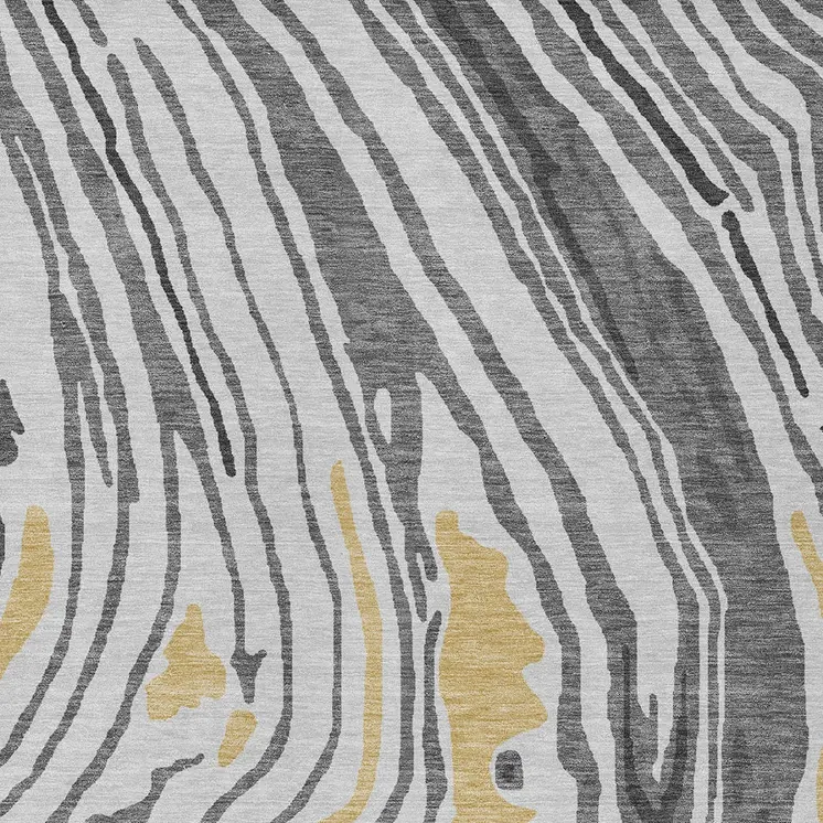9' X 12' Gray Charcoal And Tan Abstract Washable Indoor Outdoor Area Rug