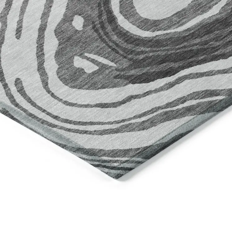 10' X 14' Gray Charcoal And Tan Abstract Washable Indoor Outdoor Area Rug