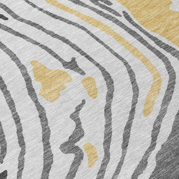 10' X 14' Gray Charcoal And Tan Abstract Washable Indoor Outdoor Area Rug
