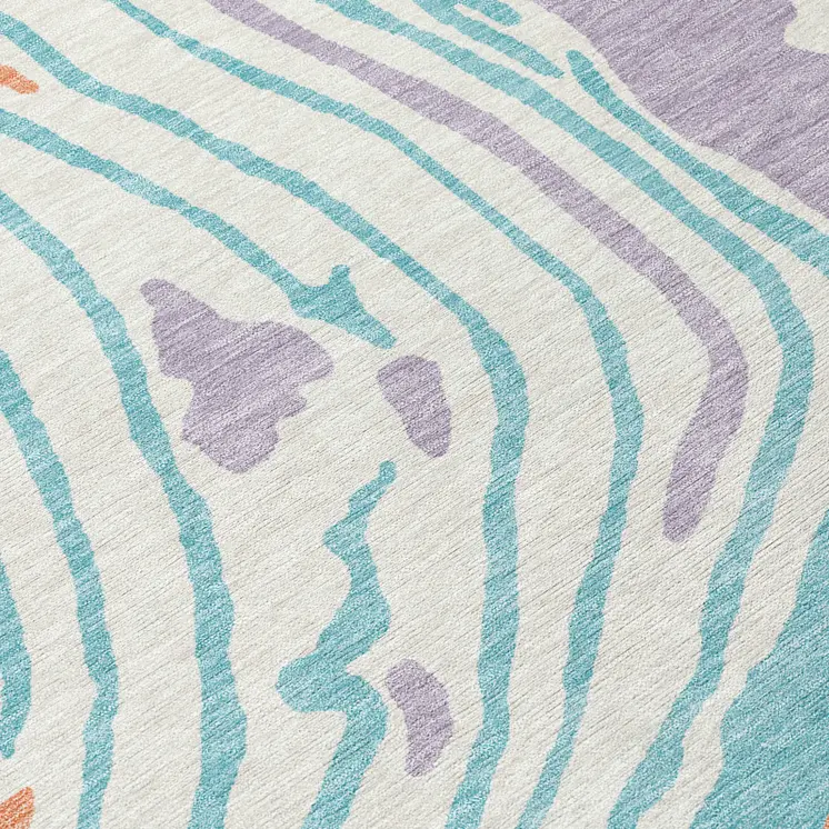 3' X 5' Linen Green And Sky Blue Abstract Washable Indoor Outdoor Area Rug