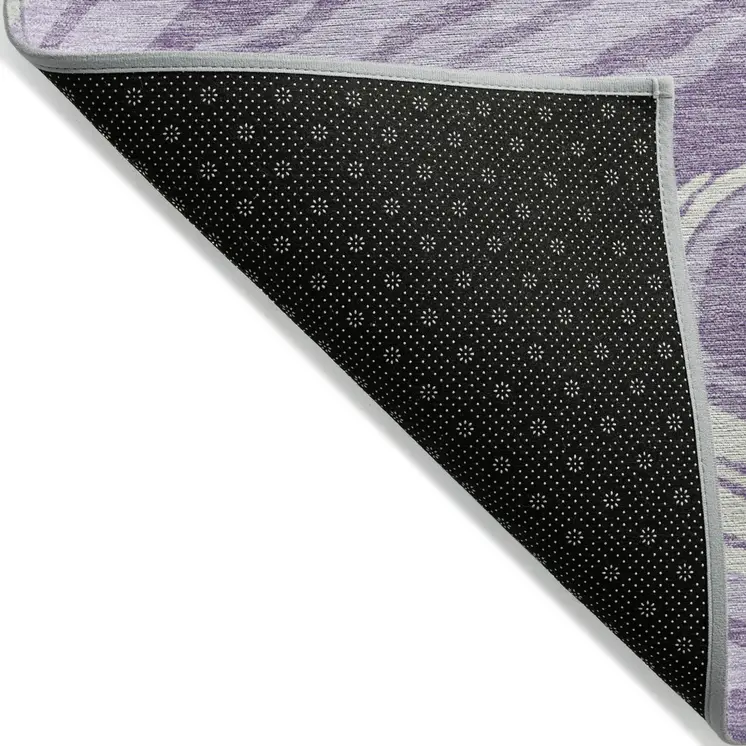 8' X 10' Lavender Sky Blue And Ivory Abstract Washable Indoor Outdoor Area Rug