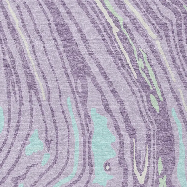 8' X 10' Lavender Sky Blue And Ivory Abstract Washable Indoor Outdoor Area Rug