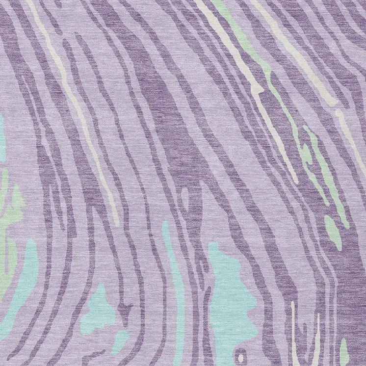 9' X 12' Lavender Sky Blue And Ivory Abstract Washable Indoor Outdoor Area Rug