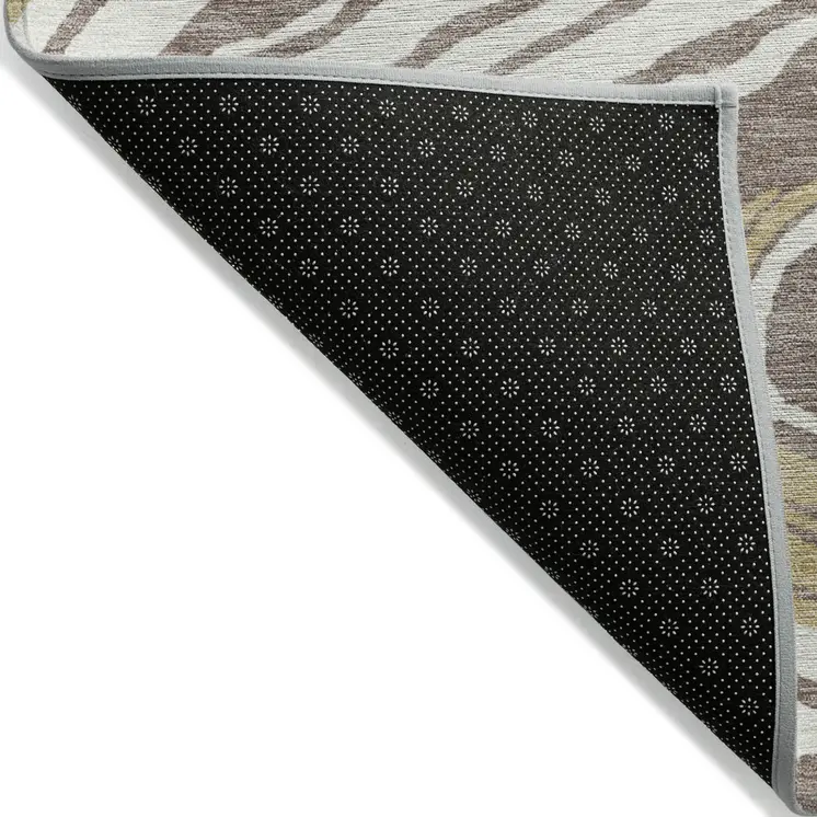 5' X 8' Taupe Brown And Beige Abstract Washable Indoor Outdoor Area Rug