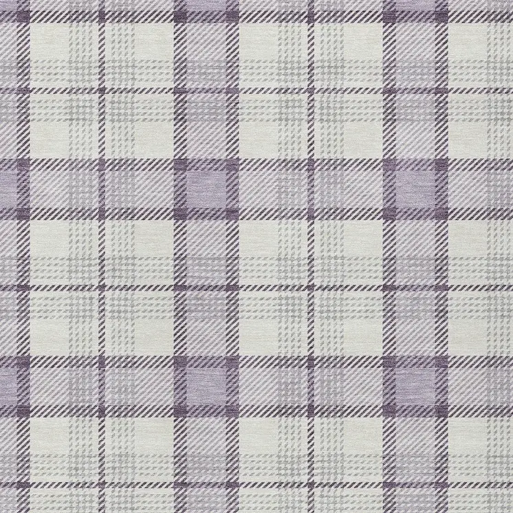 3' X 5' Lavender Purple And Gray Plaid Washable Indoor Outdoor Area Rug