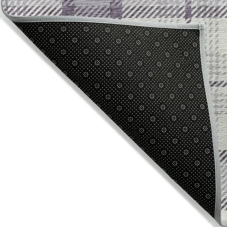 5' X 8' Lavender Purple And Gray Plaid Washable Indoor Outdoor Area Rug