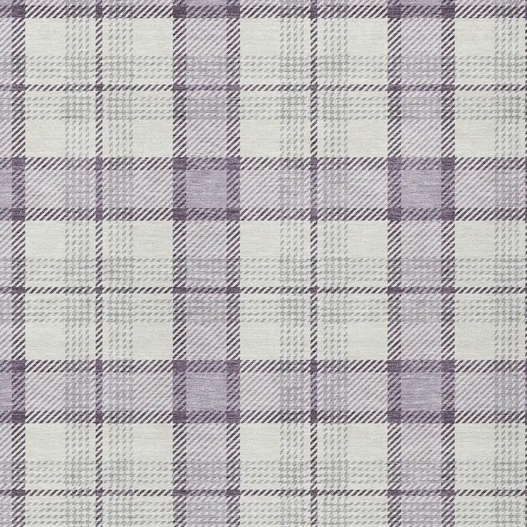 5' X 8' Lavender Purple And Gray Plaid Washable Indoor Outdoor Area Rug