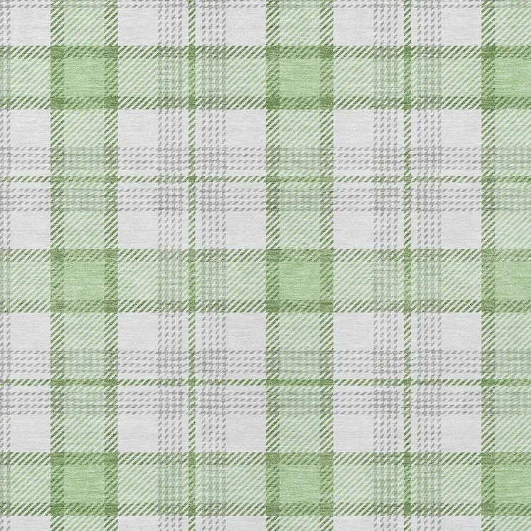 5' X 8' Mint Green And Beige Plaid Washable Indoor Outdoor Area Rug