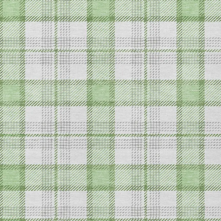 8' X 10' Mint Green And Beige Plaid Washable Indoor Outdoor Area Rug