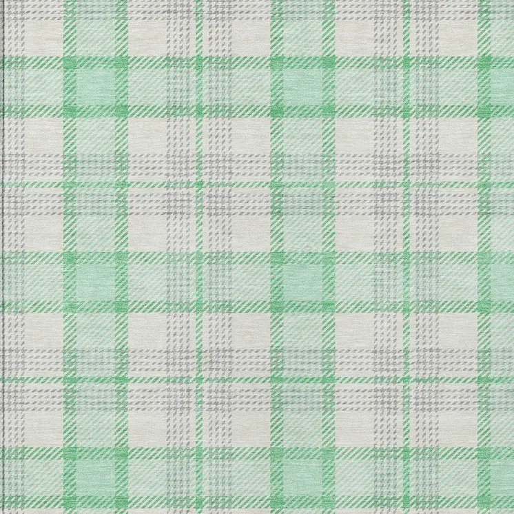 3' X 5' Green And Gray Plaid Washable Indoor Outdoor Area Rug