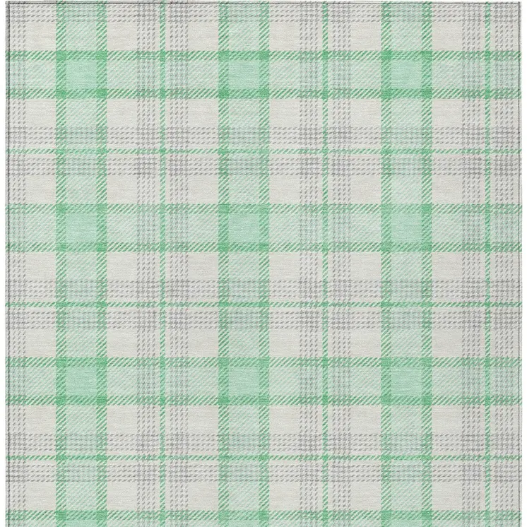 3' X 5' Green And Gray Plaid Washable Indoor Outdoor Area Rug