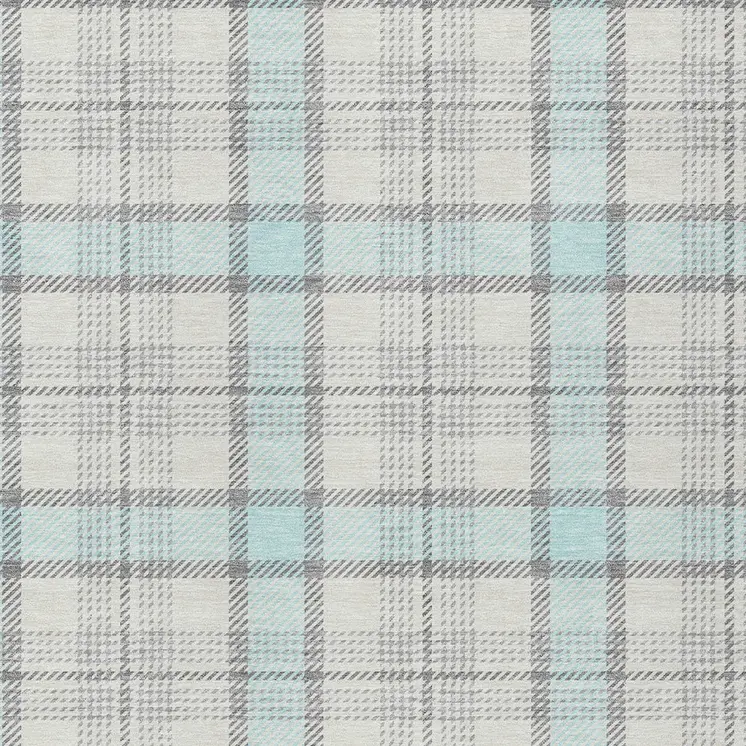 3' X 5' Sky Blue And Gray Plaid Washable Indoor Outdoor Area Rug