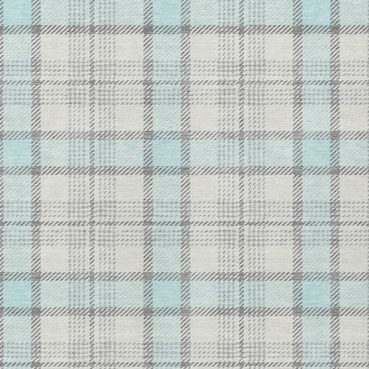5' X 8' Sky Blue And Gray Plaid Washable Indoor Outdoor Area Rug