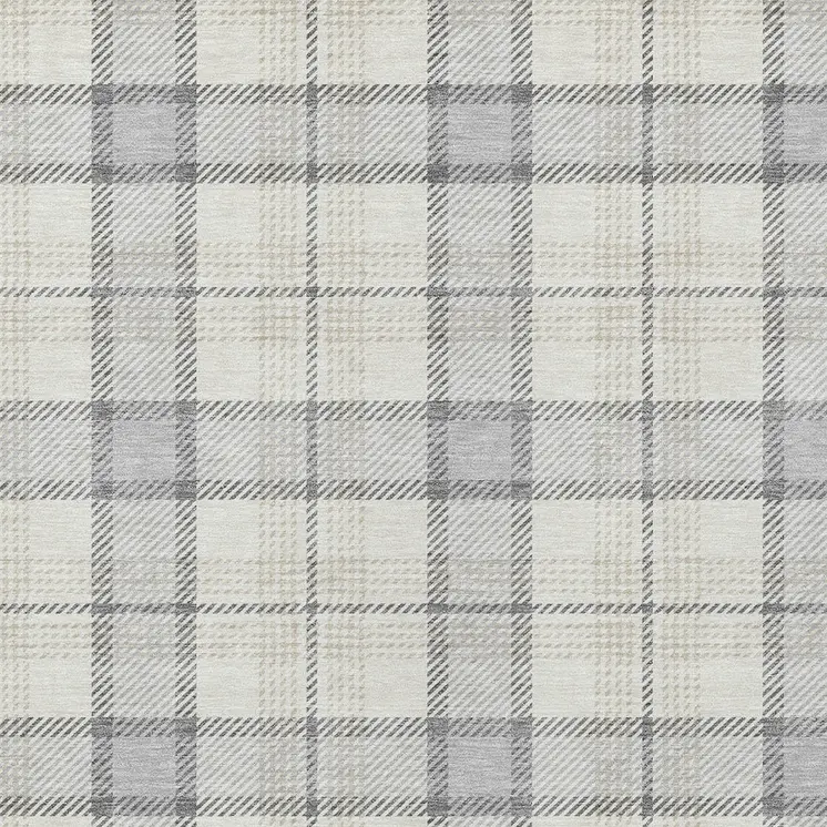 3' X 5' Silver And Gray Plaid Washable Indoor Outdoor Area Rug