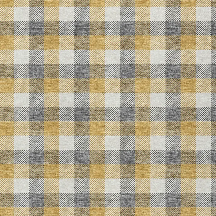 3' X 5' Gray Tan And Beige Plaid Washable Indoor Outdoor Area Rug