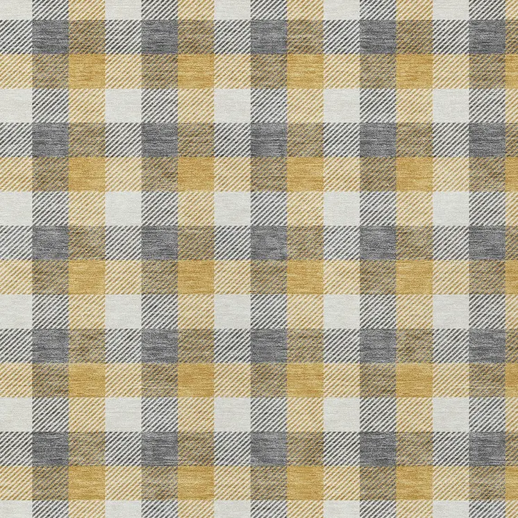 5' X 8' Gray Tan And Beige Plaid Washable Indoor Outdoor Area Rug
