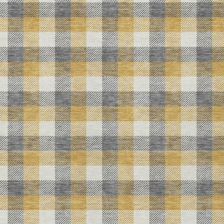 10' X 14' Gray Tan And Beige Plaid Washable Indoor Outdoor Area Rug
