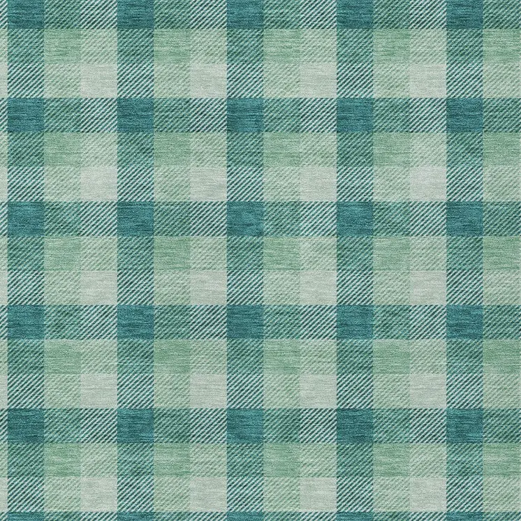 10' X 14' Blue And Green Plaid Washable Indoor Outdoor Area Rug