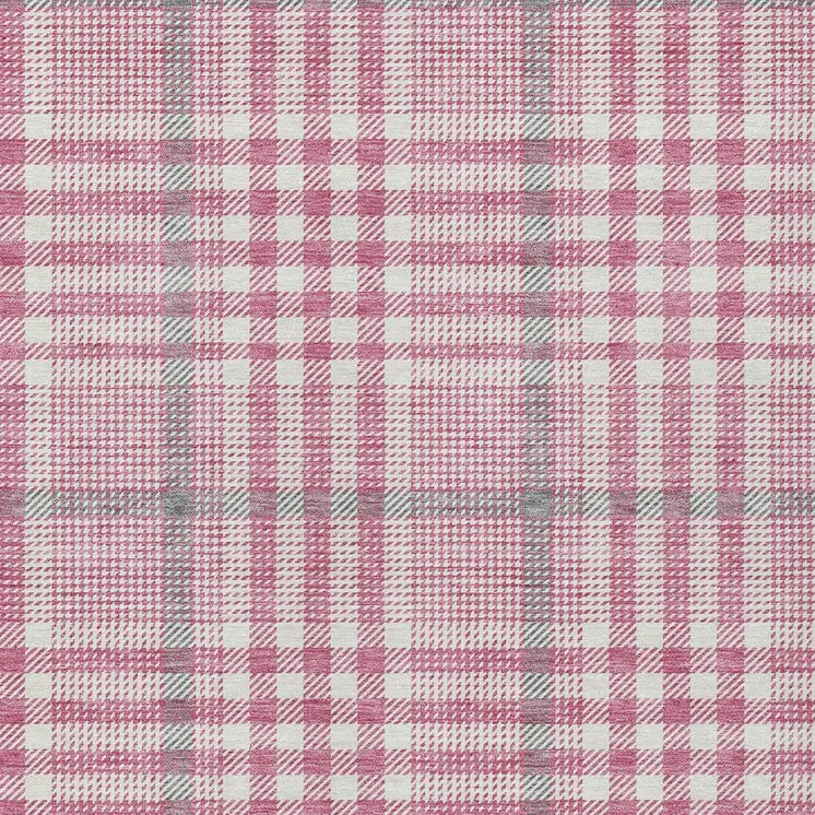 5' X 8' Blush Gray And Ivory Plaid Washable Indoor Outdoor Area Rug