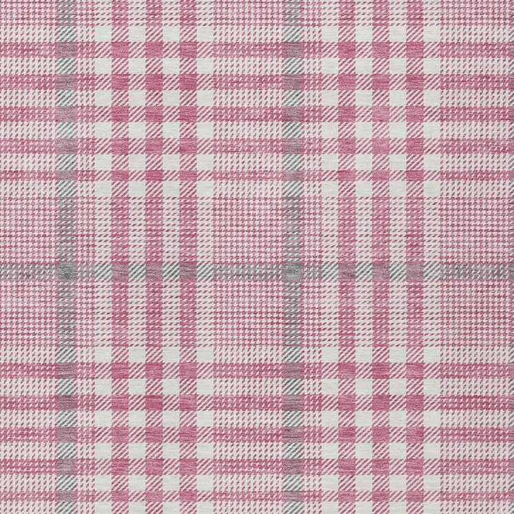 10' X 14' Blush Gray And Ivory Plaid Washable Indoor Outdoor Area Rug
