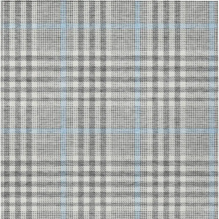 8' X 10' Gray Blue And Beige Plaid Washable Indoor Outdoor Area Rug