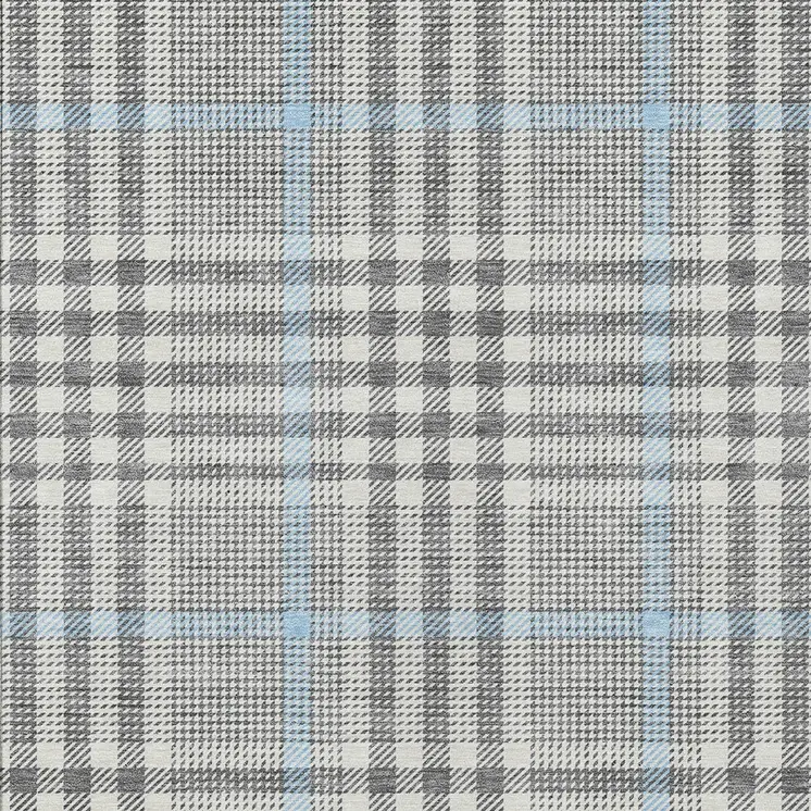 8' X 10' Gray Blue And Beige Plaid Washable Indoor Outdoor Area Rug