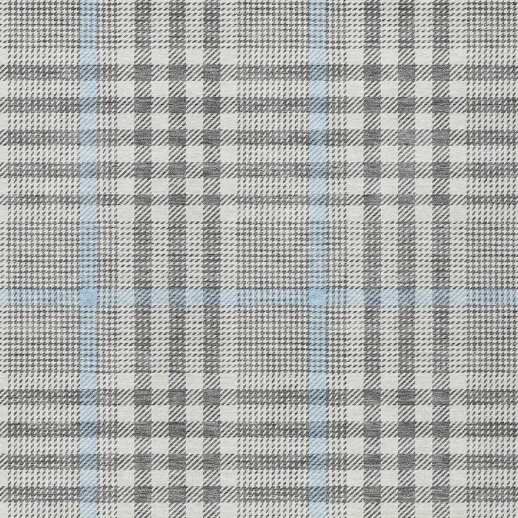 10' X 14' Gray Blue And Beige Plaid Washable Indoor Outdoor Area Rug